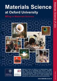Cover page of the Materials Science at Oxford University undergraduate course brochure.